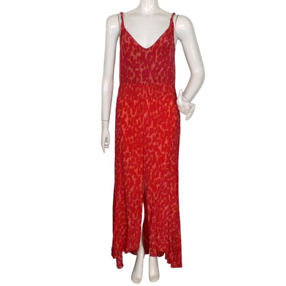 KARINA GRIMALDI Silk Dress, S, Jamaica, Maxi, Twisted Straps, V-neck, High Slit - Picture 1 of 12